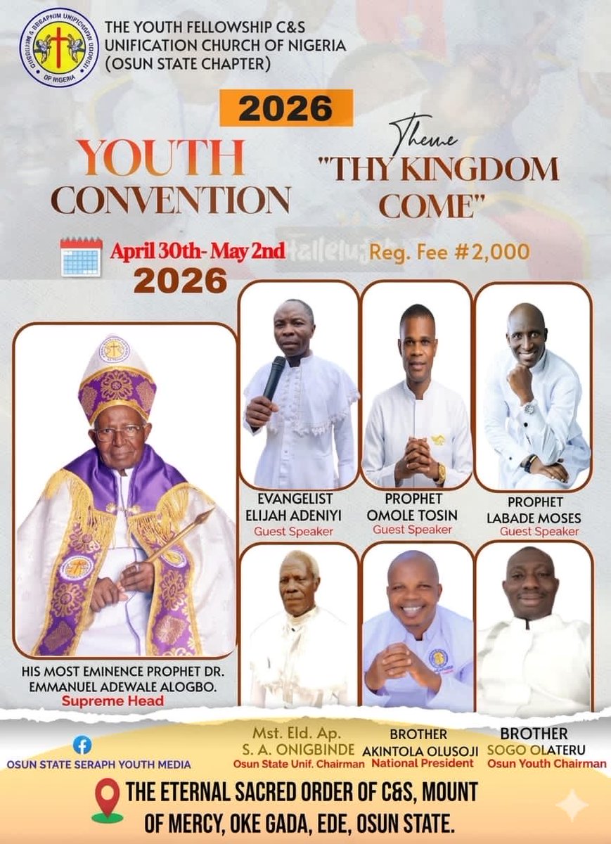 CANDSCHURCHIAM's tweet image. 2026 Osun State Unification Youth Camp.
#unification #youth #youthcamp #universe #church #Godsword