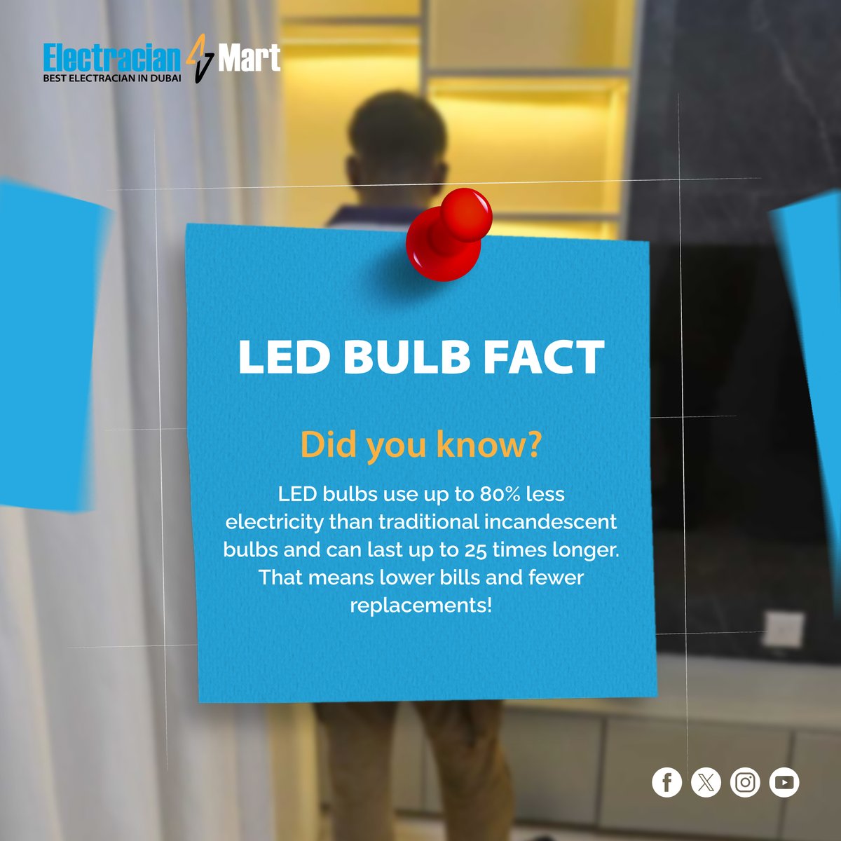 electricianmart's tweet image. 💡Did You Know?

LED bulbs use up to 80% less electricity and last much longer than traditional bulbs. That means fewer replacements, lower bills, and better efficiency for your home or business

📍Dubai. UAE
📞+971 56 192 9369
🌐google.com/maps?cid=14263…

#facts #electrician
