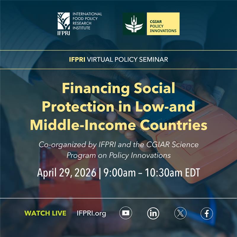 IFPRI's tweet image. #ICYMI Did you miss this IFPRI Policy Seminar?

📌 Financing Social Protection in Low- and Middle-Income Countries 

🤝 @IFPRI @CGIARPolicy

📺 Watch the recording here: bit.ly/FinanceSP   

@CGIAR @dogilligan @Ugentilini @KibromAbay @BAliryani @raafatshafeek