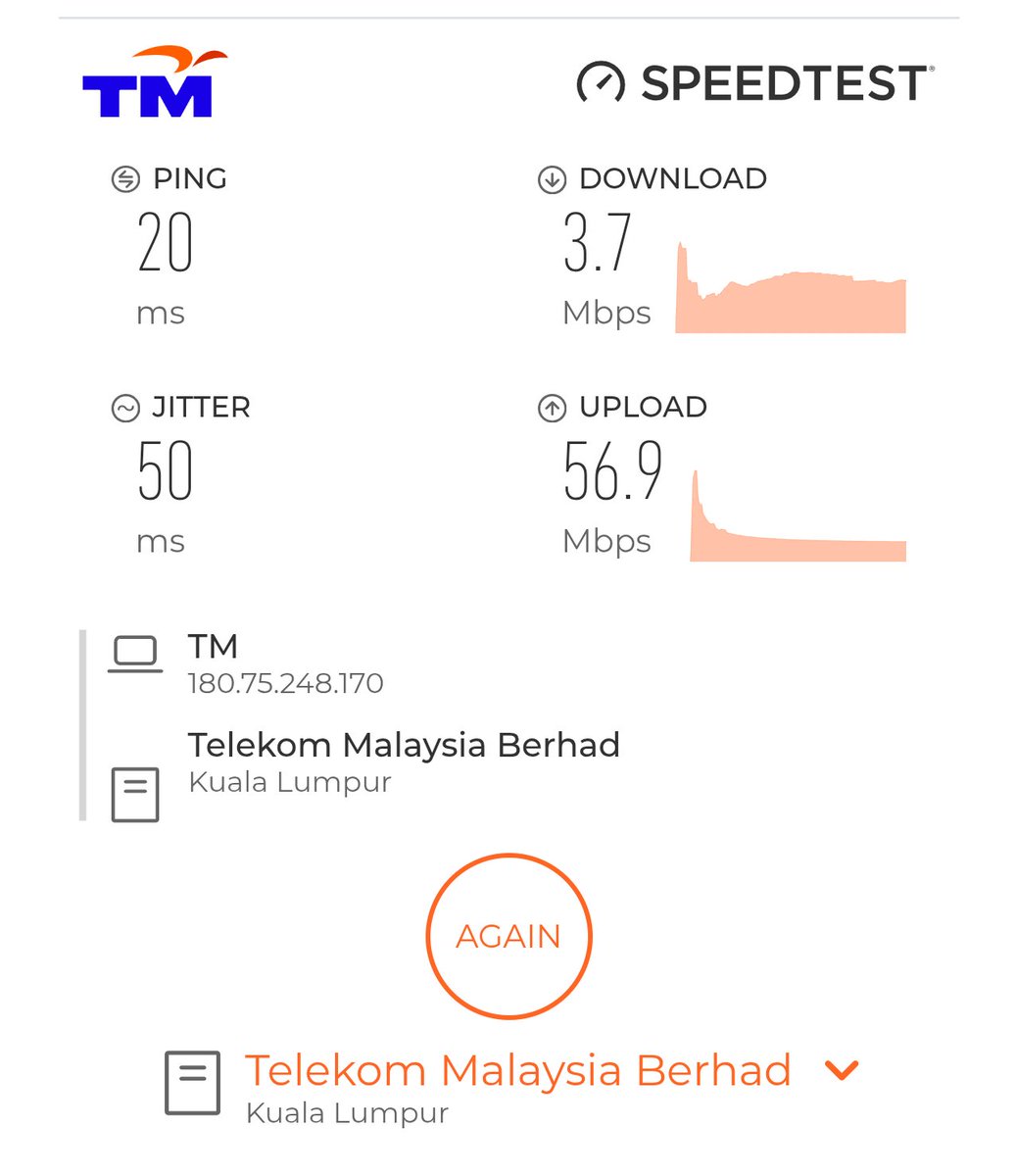 akemasyraf's tweet photo. Salam @unifi wth is this download speed?! 

Package 300Mbps tapi dapat 3Mbps je ni https://t.co/BJf5YBFlVt