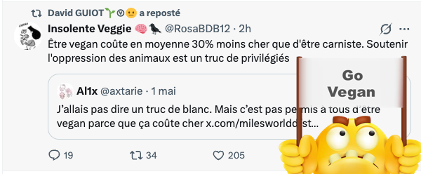 FrancAller_info's tweet image. Les capotes #vegan sont en moyenne 30% plus cher que les carnistes☝️

#IlsSachentNousChassons 
#ChassePartage 

* Si, si, ça existe : officialveganshop.com/preservatif-ve…

** Marie-Clitorine a dit : x.com/RosaBDB12/stat…