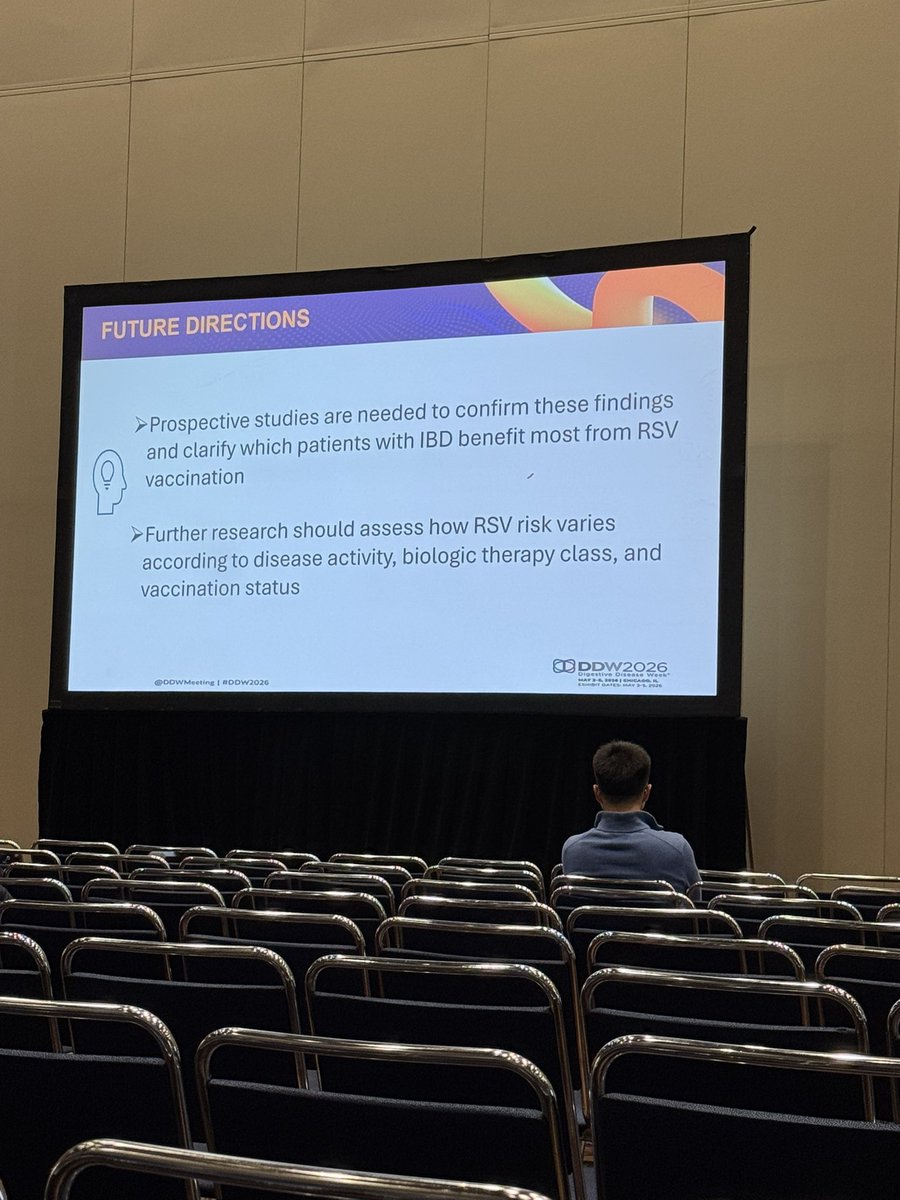 VoiceForIBD's tweet photo. Reporting from @DDWMeeting Day☝🏼as a #JNJPartner for #IBDSocialCircle Starting w/Safety of Therapies in #IBD & #RSV risk in patients:
⬆️in active disease
🚨systemic steroid exposure⬆️risk
🟰 no longer significantly⬆️in vaccinated
💡suggest vaccination for IBD patients
#DDW2026 https://t.co/30vd6U3Foe