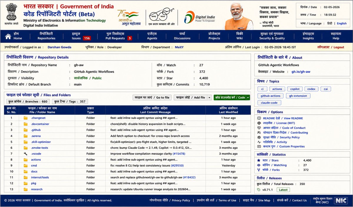 darshansrc's tweet photo. Github if indian gov designed it https://t.co/ooVjMfeVhm