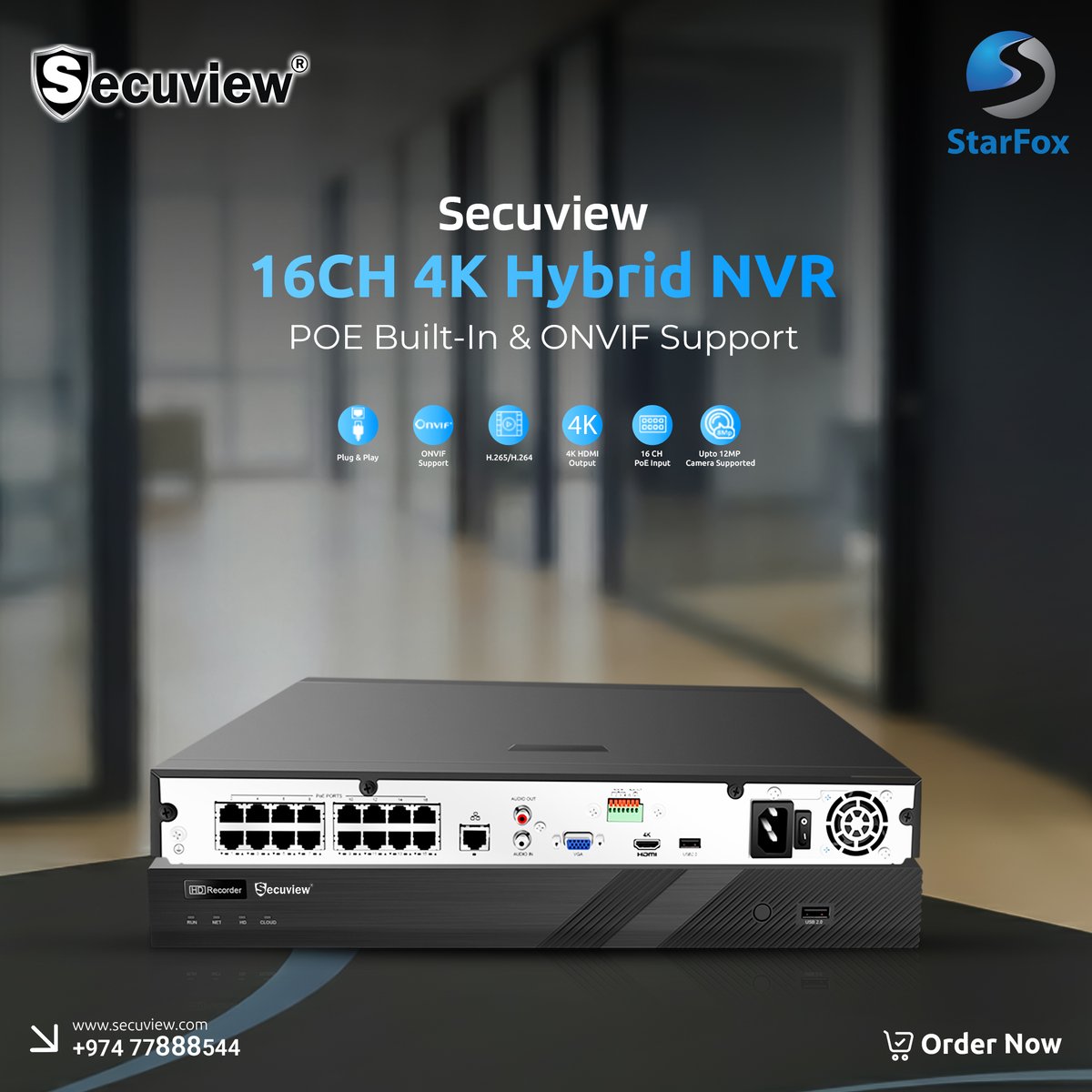 secuviews's tweet image. Secuview 16CH 4K Hybrid NVR (Built-in PoE)

Take full control of your CCTV system with a powerful 16-channel 4K NVR—designed for professional security and seamless performance.

👉 secuview.com/product/secuvi…

📞 +974 77888544
📩 info@starfoxsecu.com

#NVR #CCTVSystem #Secuview
