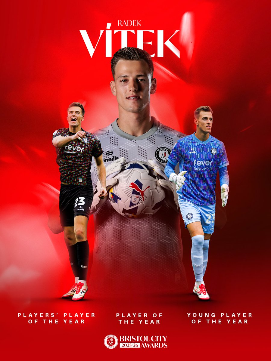 BristolCity's tweet image. Player of the Year 🏆
Young Player of the Year 🏆
Players’ Player of the Year 🏆

What a season for Radek Vítek. 👏
