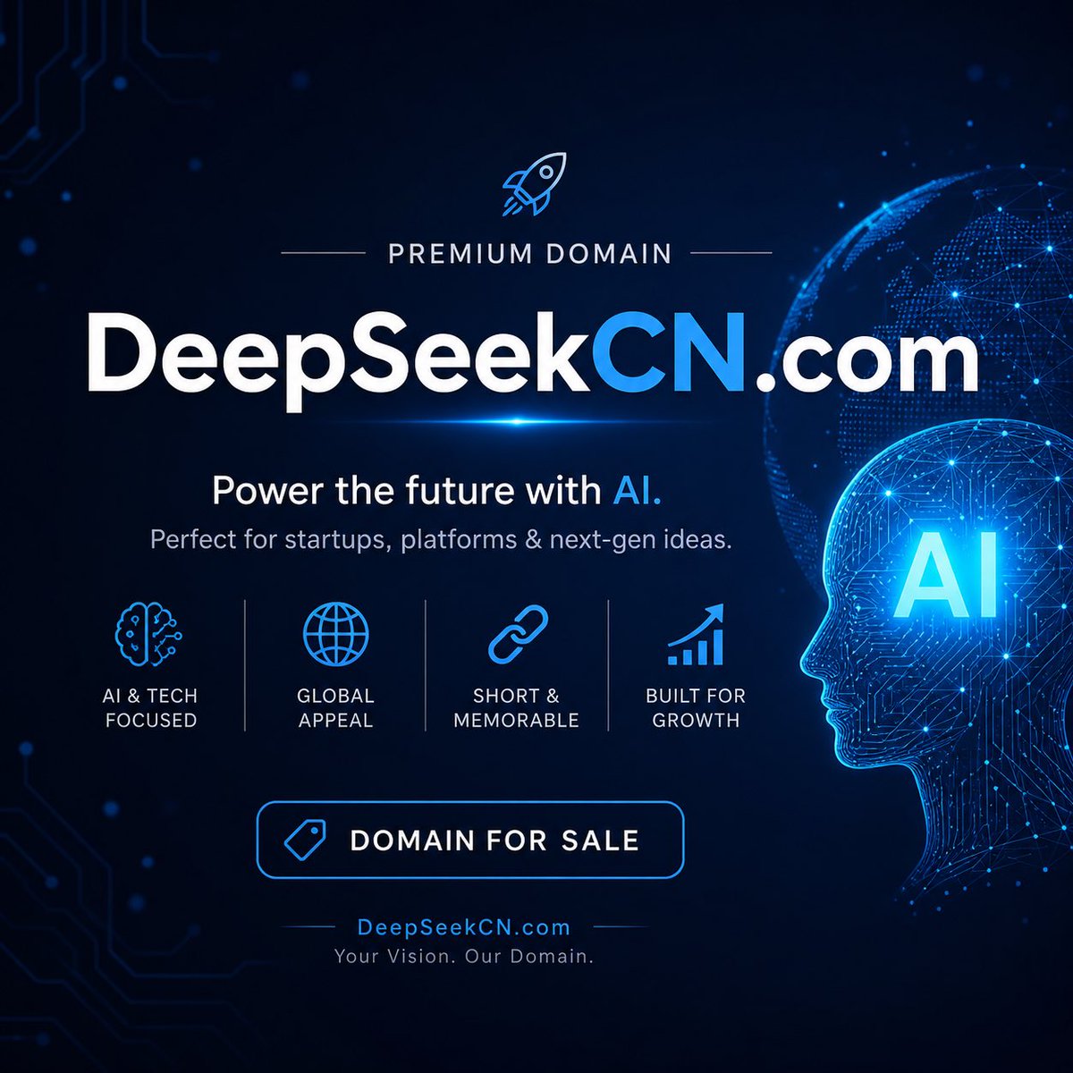hatimaitb's tweet image. DeepSeekCN.com 🚀 Brandable AI domain, perfect for tech startups &amp;amp; next-gen platforms. Short, clean, and memorable.
#DomainForSale #AI #TechStartup #DeepSeek #FutureTech