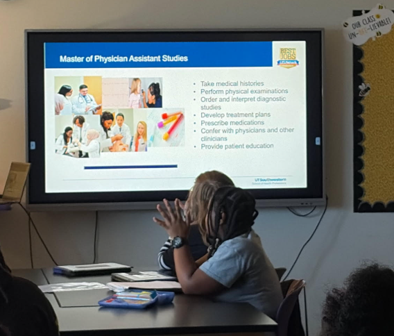 JohnStem_EISD's tweet image. Roy Johnson STEM Academy GEMS Club wrapped up their last meeting of the year with an inspiring visit from UT Southwestern 💙🔬 Girls learned about careers in STEM and health science and left motivated for the future 🚀✨ #GEMS #STEM #FutureLeaders