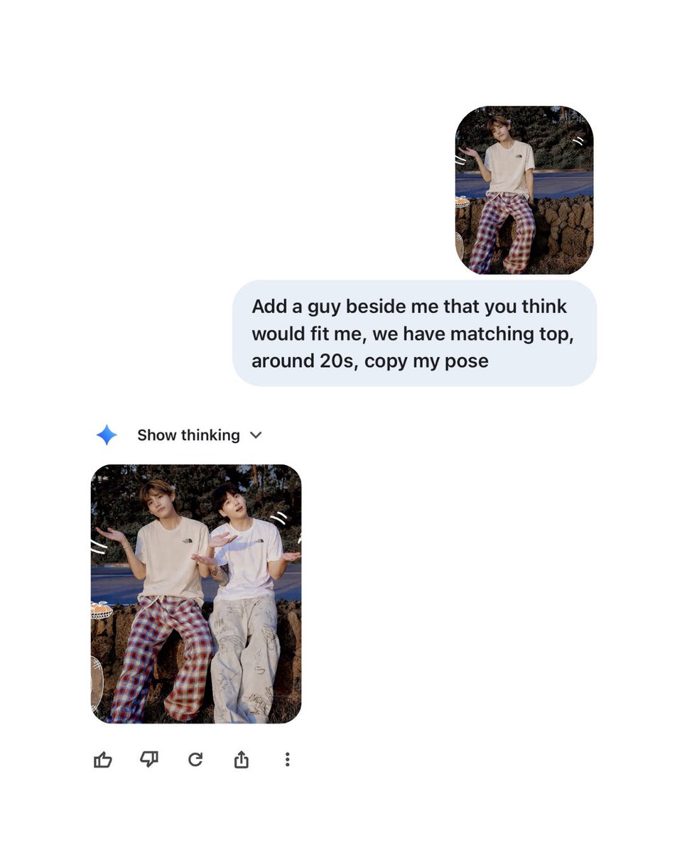 dalliijunks's tweet photo. “pano ba yan ganda? baka tayo talaga?”
a short #taekookau 
- wherein taehyung joins a tiktok trend asking gemini to generate his future boyfriend, not until it shows jeon jungkook, his ex he thought he already forgot.

#trending #au #bts #taekook #kpoptwt https://t.co/C2lUDv3vqN