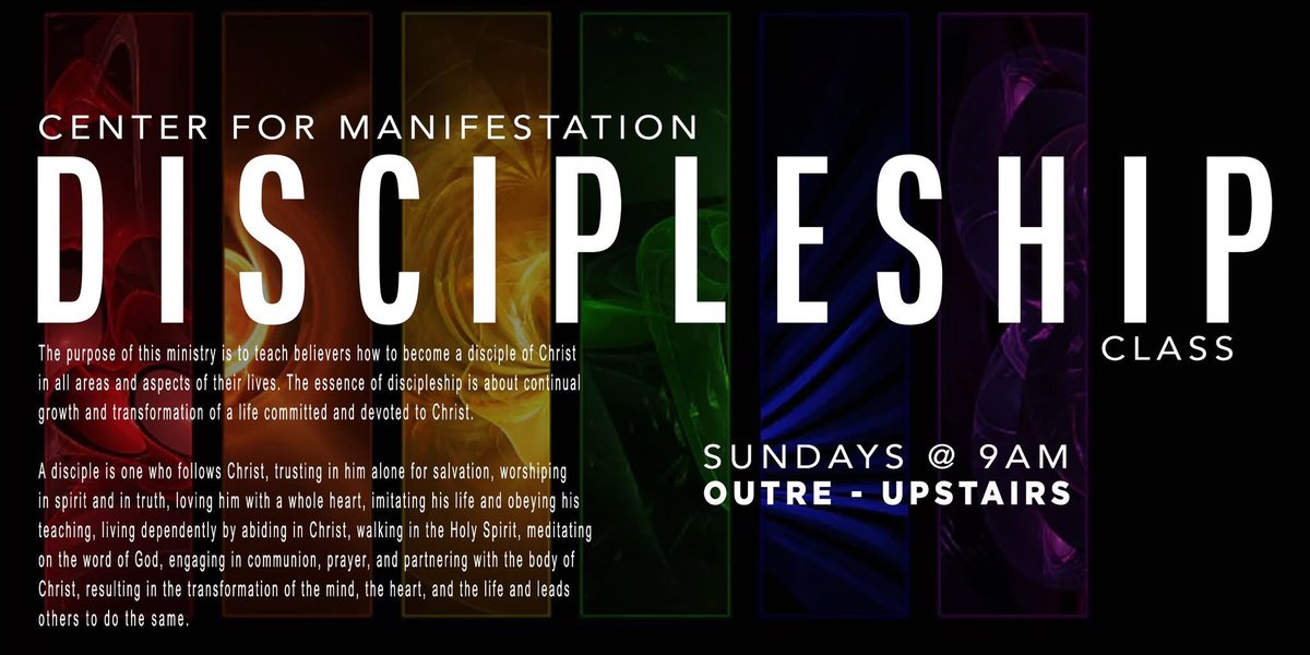 CFManifestation's tweet photo. Please join us on Sunday, May 3, for Discipleship classes upstairs in Outre. Topic: “Temple Maintenance" We welcome everyone to join us on Sundays at 9AM. https://t.co/HirGyUd38N