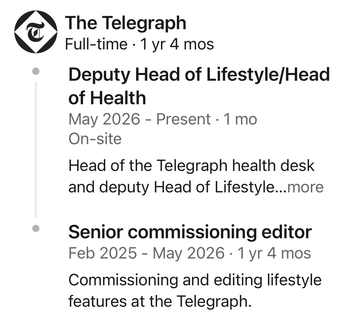 LebbyE's tweet photo. Some PROFESSIONAL news - I am moving a few desks over to head up Health at the Telegraph - while supporting the Head of Lifestyle and keeping an eye on food, interiors, cars etc. Keep sending me your pitches! https://t.co/BWeU2woMg9
