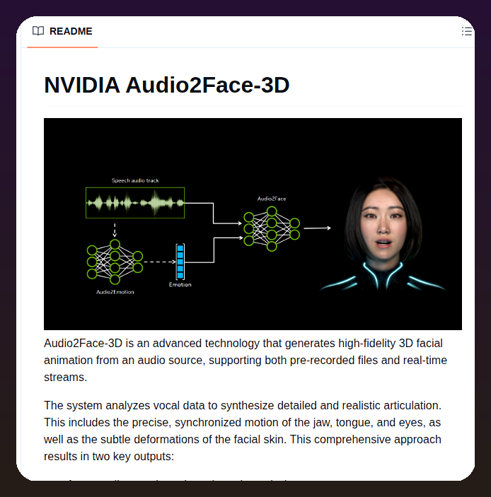 Generates 3D facial animation and emotions from audio https://t.co ...