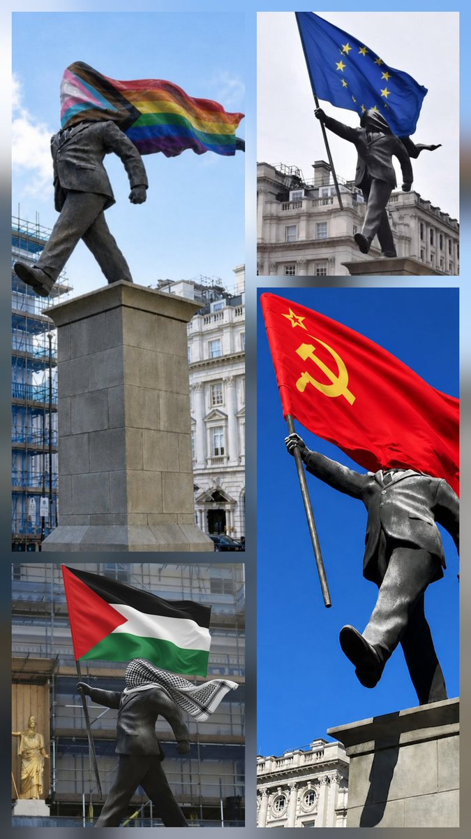 Skidwyn's tweet image. The Banksy flag simps are absolutely seething over these images... it's hilarious to see how triggered they are getting by them 😂😂😂.
This is the true meaning of the statue.
#banksy #flags #farleft #london #UK