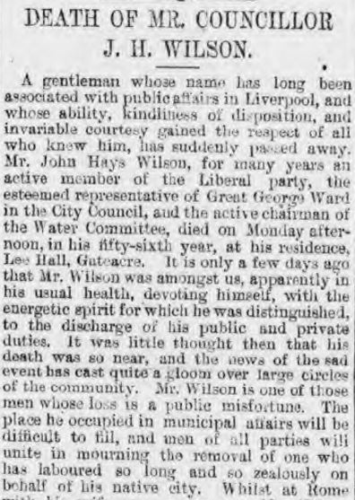 Liverpool1207's tweet image. #Liverpool OTD - 1881: Death of Mr. John Hays Wilson, aged 56. The memorial drinking fountain would be erected in Gateacre in 1883