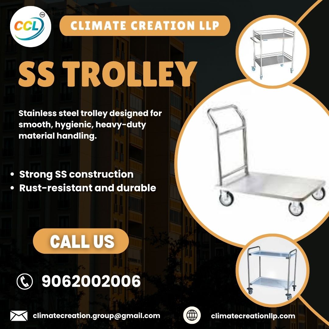 Climateccl's tweet image. Move it clean, move it strong. 🛒⚙️

SS Trolley features:
✅ Strong SS construction
✅ Rust-resistant &amp;amp; durable
✅ Smooth, hygienic handling
Built for heavy-duty hygiene.
📞 9062002006
🌐 climatecreationllp.com
#SSTrolley #MaterialHandling #StainlessSteel #Hygiene #HeavyDuty