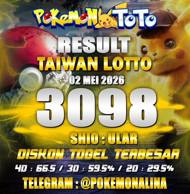 datatogelwla's tweet photo. RESULT TAIWAN LOTTO
SABTU, 02 MEI 2026
Result : 3 0 9 8 
Shio   : ULAR
TELEGRAM : @Pokemonalina
#TAIWANLOTTO #DATATAIWANLOTTO #TaiwanIsaCountry #keluarantogel #keluarantogelhariini https://t.co/2vKVDWBkj5