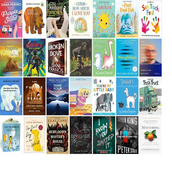 WRLibrary's tweet photo. This week the Williamsburg Regional Library has 803 new books and thirteen new movies.  New items include Purple State, Famesick, Guess How Much I Love You, You're My Little Sunshine, The Pout-Pout Fish, Bedtime Prayers for Little Ones, and The Academy VI. https://t.co/Szt0vm6u0p https://t.co/caNJ7Wf5BN