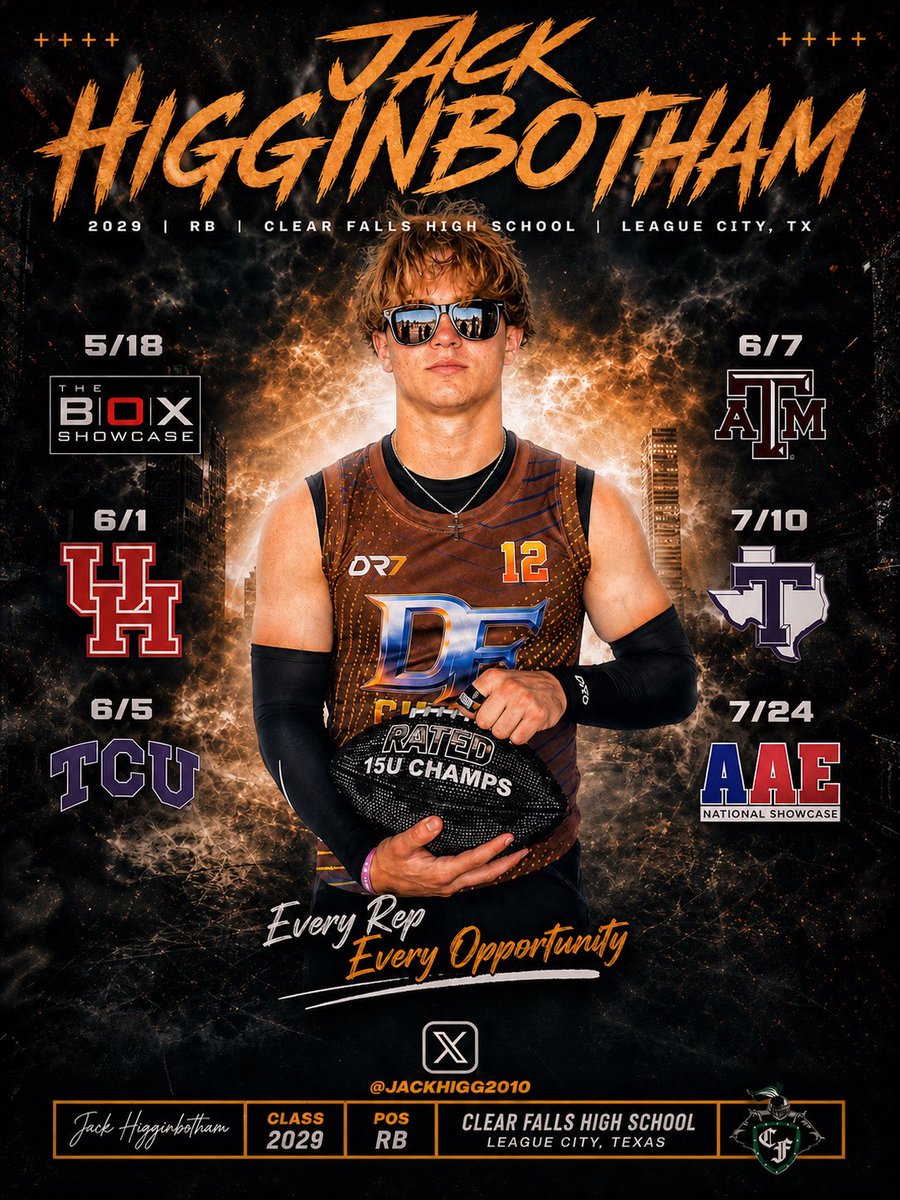 jackhigg2010's tweet photo. Camp Season locked in! Can’t wait to show up and show out! 
@DonnieBaggs_ @BarstoolCoogs @UHCougarFB @AggiesRecruitEx @TCUFootball @TarletonFB @aaerecruits https://t.co/mnf1SqZgHV