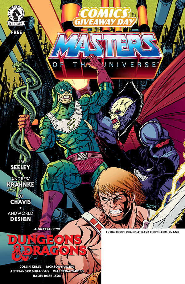 DarkHorseComics's tweet image. Happy #ComicsGiveawayDay!

Head down to your local participating comic shop to pick up our 2 free issues, featuring stories from the worlds of #HeMan, #DungeonsandDragons, #Minecraft, and #AvatarTheLastAirbender 🙌

Tag us when you grab your copies! 👀

With work from Tim Seeley,