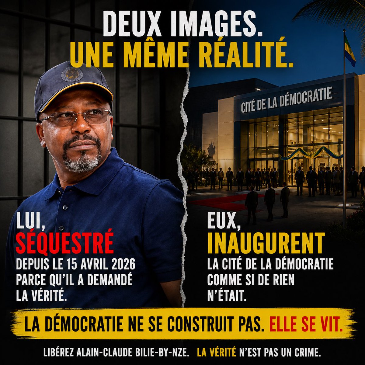 TheGabaction's tweet image. Le mot DÉMOCRATIE n’a pas tout son sens dans la République de @oliguinguema . Libérez les prisonniers politiques du pouvoir du dictateur en chef ! #Gabon #Droitshumains @amnestyfrance @omctorg @ONU_fr
