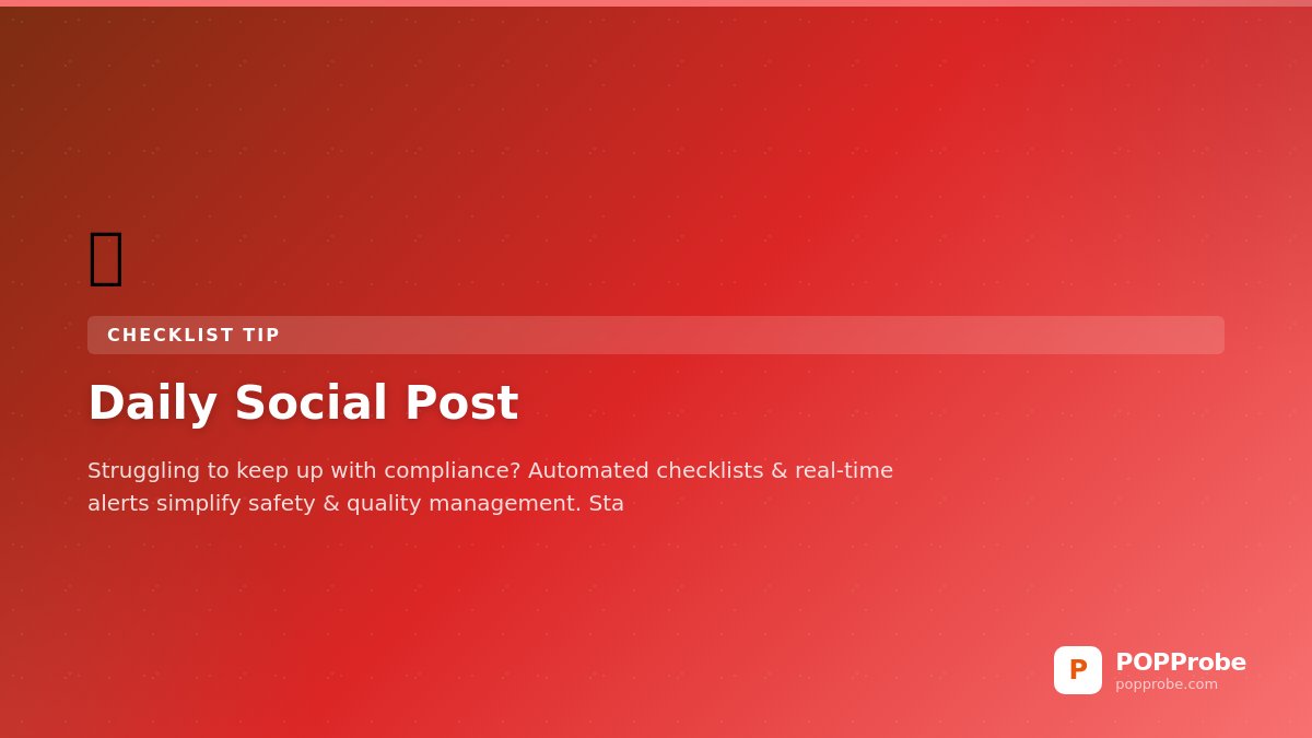 GetPOPProbe's tweet image. Struggling to keep up with compliance? Automated checklists &amp;amp; real-time alerts simplify safety &amp;amp; quality management. Stay audit-ready with POPProbe. popprobe.com

popprobe.com
#ComplianceSoftware #SafetyFirst