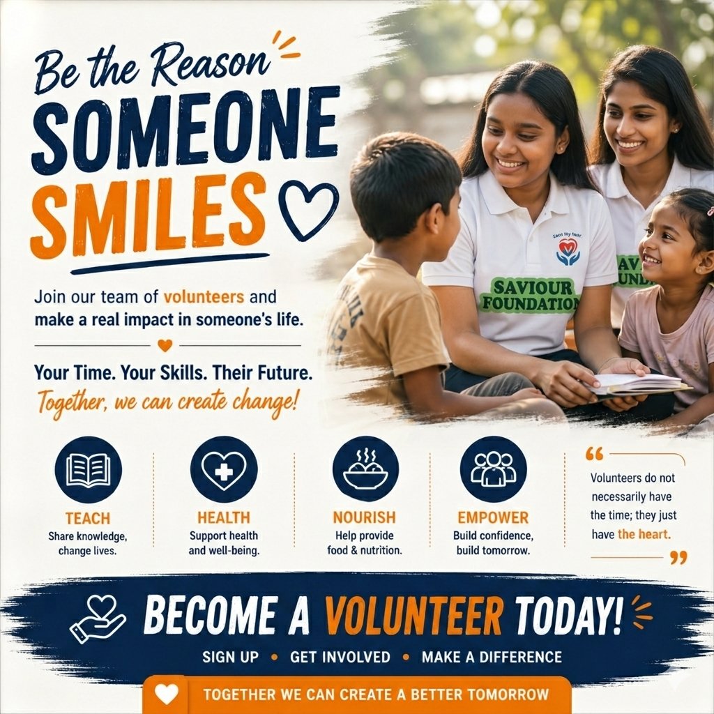 SaviourFoundat5's tweet image. Are you ready to make a real impact? 

👉 Sign Up | Get Involved | Make a Difference

#SaviourFoundation #Volunteer #BeTheChange #MakeADifference #CommunitySupport #VolunteerRecruitment