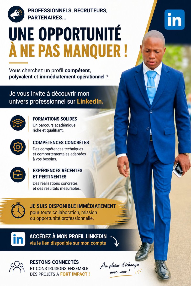 mongo_francel's tweet image. Je suis disponible immédiatement pour toute collaboration, mission ou opportunité professionnelle.

👉 Accédez à mon profil LinkedIn via le lien linkedin.com/in/fancel-ovie… disponible sur mon compte
📩 Restons connectés et construisons ensemble des projets à fort impact.
#LinkedIn