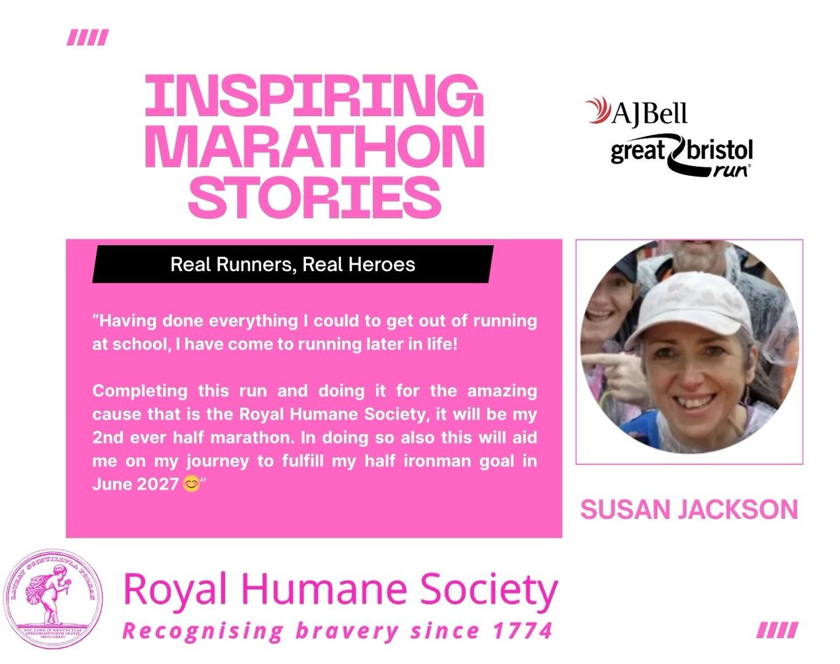 RoyalHumane's tweet photo. 1 week to go! 

Our amazing RHS runners are nearly ready to take on the Great Bristol Run.

Whether you can give a little or a lot, your support means the world.

Meet the team:

Darren: https://t.co/SmVfwDojAh 

Susan: https://t.co/qHzmmHJYuO 

Nigel: https://t.co/vyie9U28QG https://t.co/zf17mP6wtt