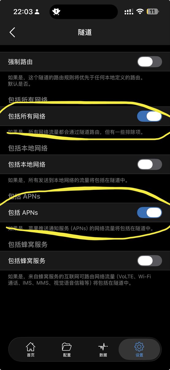 ToolByAndy's tweet photo. 👉 小火箭添加规则，放行苹果推送（APNs）通道，解决 iOS 外区 App 收不到通知问题。👍 https://t.co/Vv1pPg4B00
