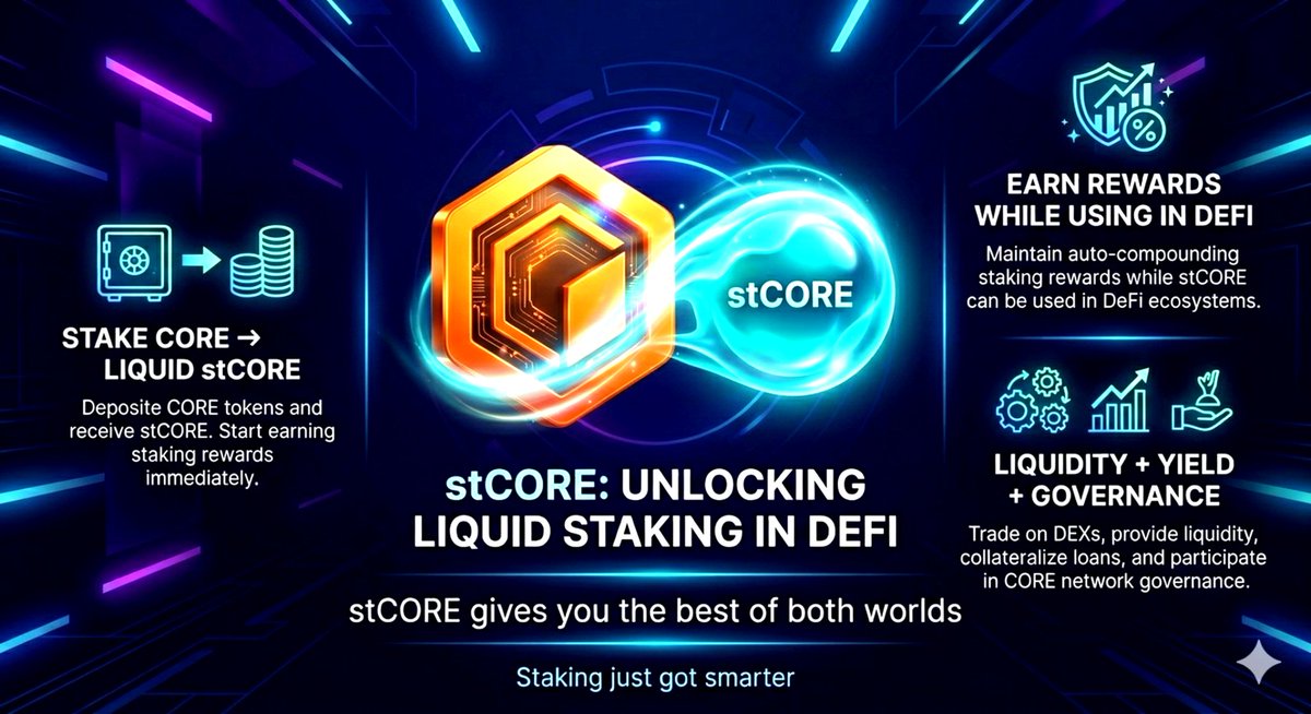 mamunbepari179's tweet photo. stCORE gives you the best of both worlds ⚖️
Stake CORE → get liquid stCORE 💧
Earn rewards 💰 while using it in DeFi 🔄
Liquidity + yield + governance 🗳️
Staking just got smarter 🧠⚡
#stCORE #CoreDAO #DeFi #Crypto #Yield https://t.co/rA4lZwxCqc