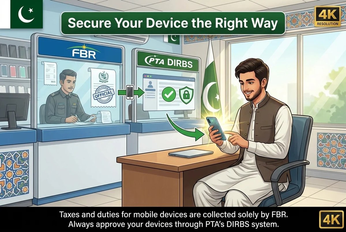 MShuja_Khan's tweet image. 📱 موبائل رجسٹریشن لازمی ہے!
تمام ٹیکس اور ڈیوٹیز صرف Federal Board of Revenue وصول کرتا ہے۔
اپنے موبائل کو Pakistan Telecommunication Authority کے DIRBS سسٹم پر لازمی رجسٹر کریں:
dirbs.pta.gov.pk⁠�
⚠️ غیر رجسٹرڈ فون کسی بھی وقت بلاک ہو سکتا ہے۔
#DIRBS #PTA #FBR
