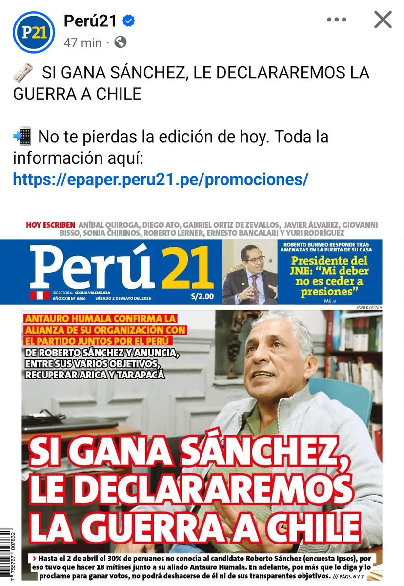 jorgesolimano's tweet image. #iquique #chile #perú
INTERNACIONAL 
declaraciones de candidato peruano