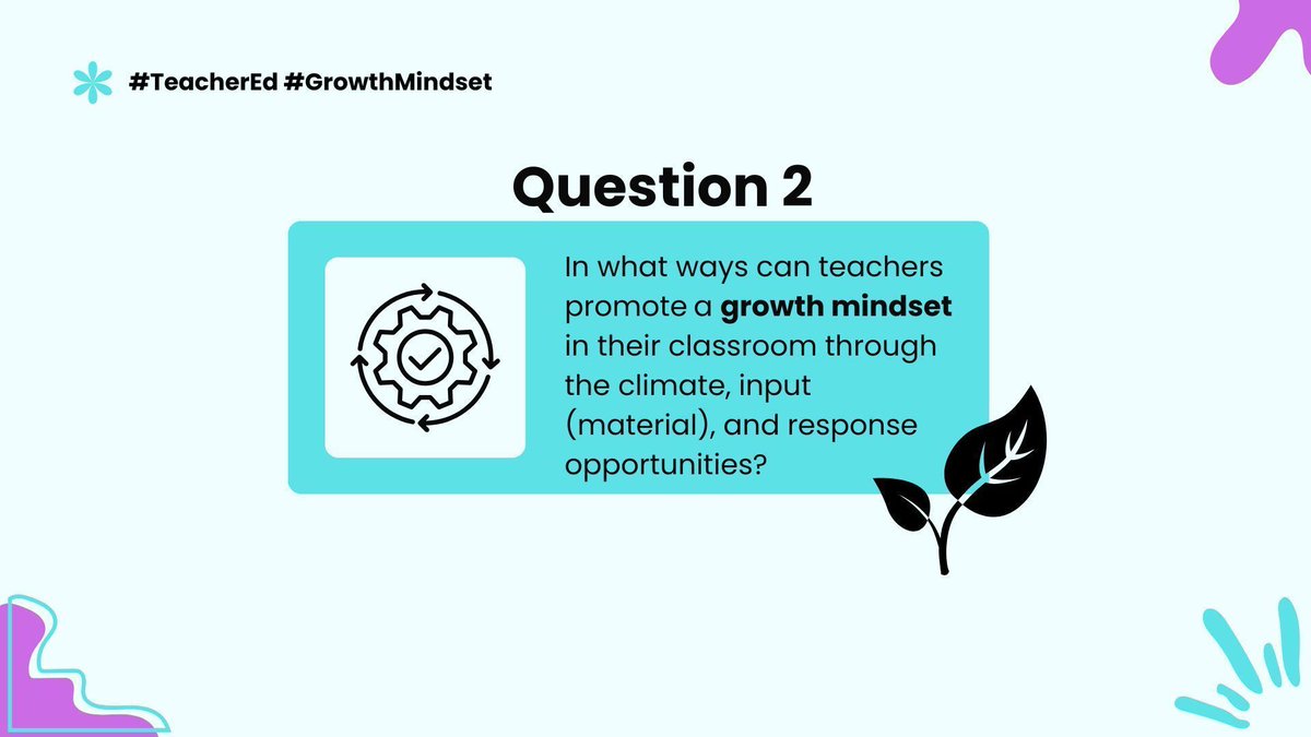 RutgersAltRoute's tweet photo. For Question 2, consider the expectations you communicate to students (verbal &amp; nonverbal) through your classroom climate, course material &amp; response opportunities  #TeacherEd #GrowthMindset 
Tip: Consider adding the # for your content, like #ArtsEd #litchat #scichat https://t.co/wHA6JzysGN