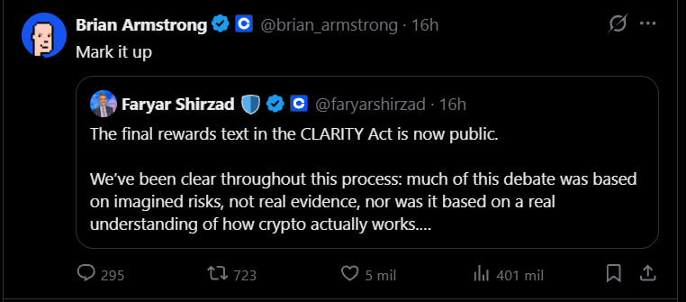 🔥ATENCIÓN🔥

DESPUÉS DE MESES DE "MUY CERCA", EL OBSTÁCULO QUE TENÍA TRABADA LA LEY #CRIPTO MÁS IMPORTANTE DE EEUU ACABA DE CAER.

💥 Y por primera vez hay un camino real y concreto hacia la firma de Trump.

¿Qué pasó exactamente y por qué hoy es distinto a todas las veces