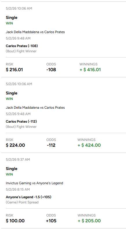 TestTheLimitDFS's tweet photo. We CRUSHED UFC this morning! 🔥

For the first 25 people only, get VIP at half off using code "MMA50" on the whop.

Let's crush the MLB today too! https://t.co/SsyV6nYAE8