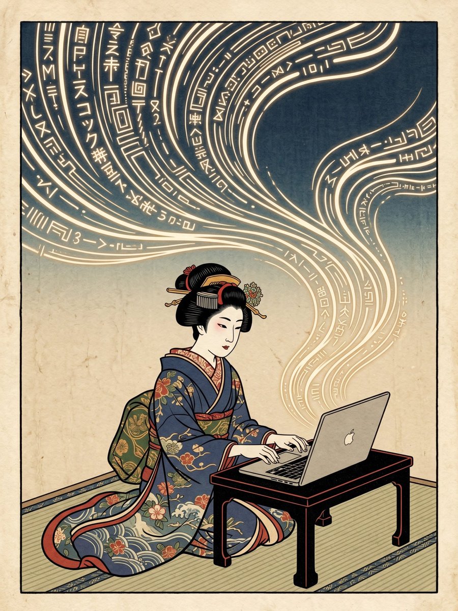 Ring11marry's tweet image. Tradition meets the future.
A Maiko in a timeless room, flowing with digital energy.

What if the past and future were always connected?😌

#DigitalArt #JapaneseArt #Maiko #UkiyoeStyle #CyberArt #AIArt #ArtOfTheDay #EtsySeller #WallArt #ModernMeetsTraditional #PrintOnDemand