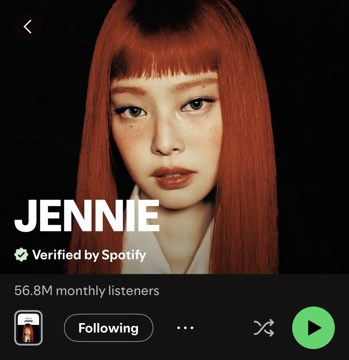 GENIUS9N's tweet image. JENNIE is now verified by Spotify as not using AI in her music.

Artists who receive this badge are verified as authentic artists, no AI involved in their music and has a consistent listener activity &amp;amp; engagement.
