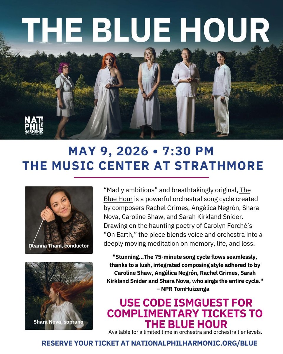 intlschoolmusic's tweet image. 🎶 Experience something truly unforgettable! Join the @natphilharmonic for The Blue Hour on 5/9 at Strathmore for a powerful evening of music and storytelling. ISM families can get FREE tickets using code ISMGUEST. Don’t miss it! ✨
#musiceducation #music #classicalmusic #natphil