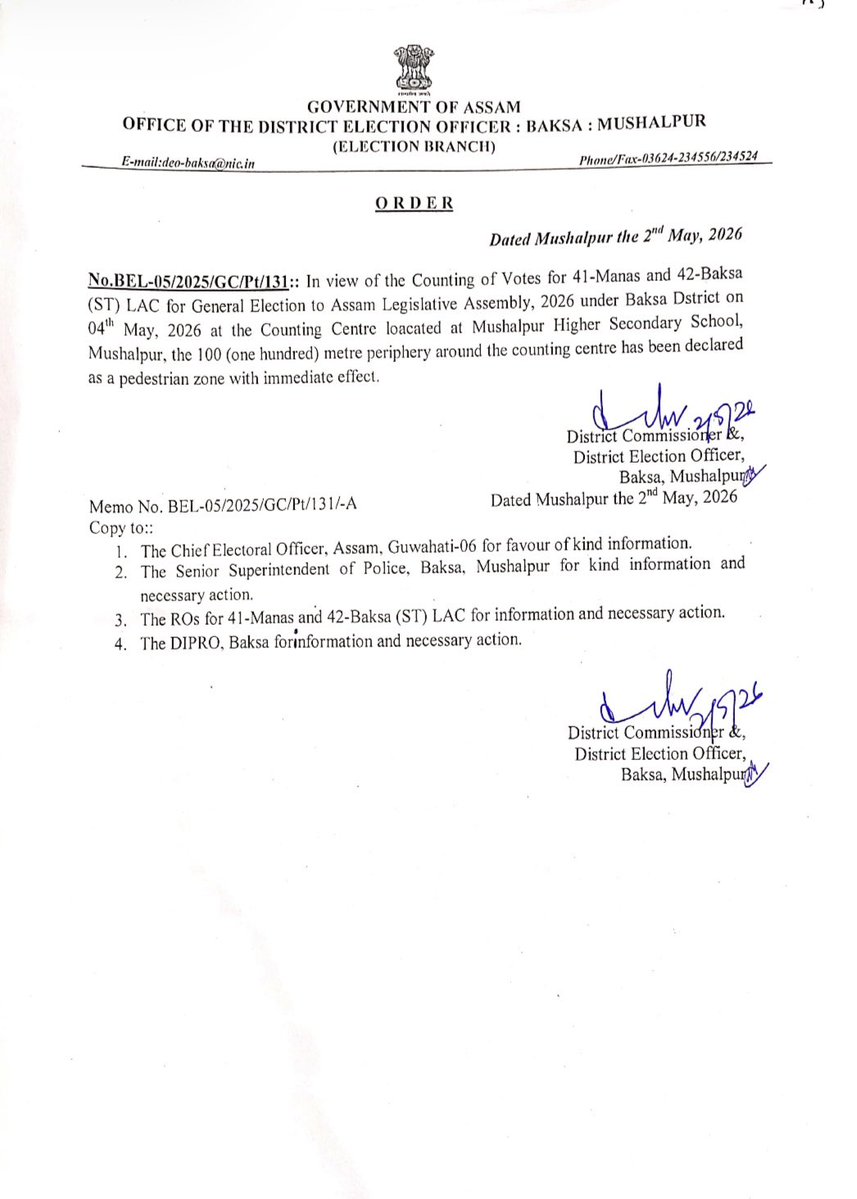 District Administration, Baksa tweet media