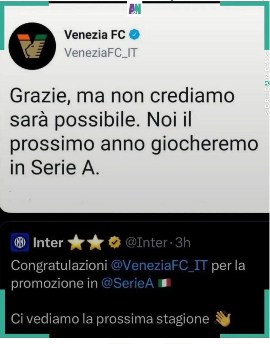 Mohamed86Baggio's tweet image. Il Venezia FC critica duramente l'Inter, la ladra di trofei.

#venezia #inter #Rocchi #FIGC #CONI #SerieA  #Calciopoli #Gravina #uefa #fifa