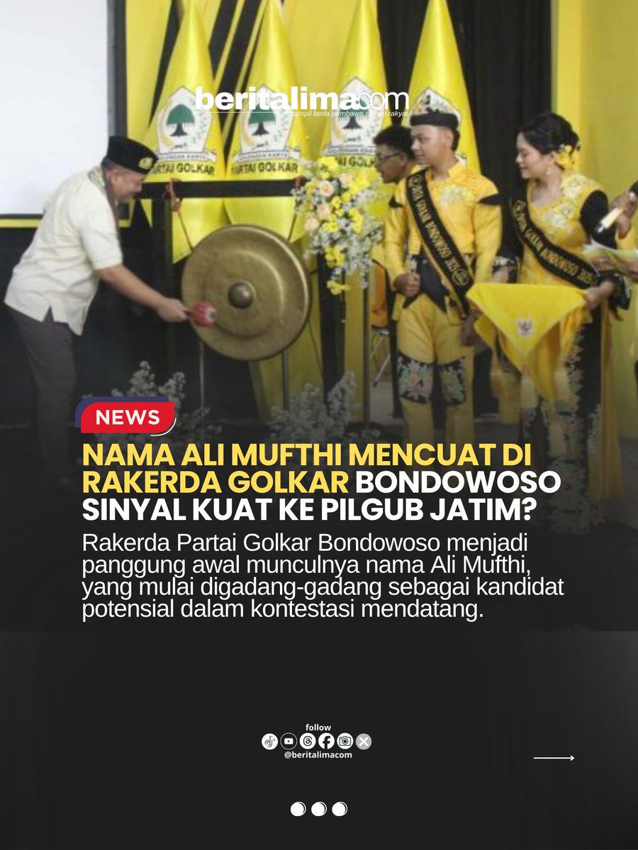 RayaMalang's tweet image. Peta persaingan menuju kursi Gubernur Jawa Timur kian dinamis. Rakerda Partai Golkar Bondowoso menjadi panggung awal munculnya nama Ali Mufthi, 

Selengkapnya baca berita beritalima.com/rakerda-golkar…

#Bondowoso #Golkar #RakerdaGolkar