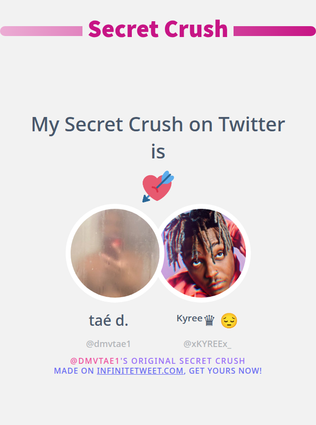My Secret Crush on Twitter is <a href="/xKYREEx_/">ᴷʸʳᵉᵉ♛ 😔</a>

➡️ infinitetweet.me/secret-crush