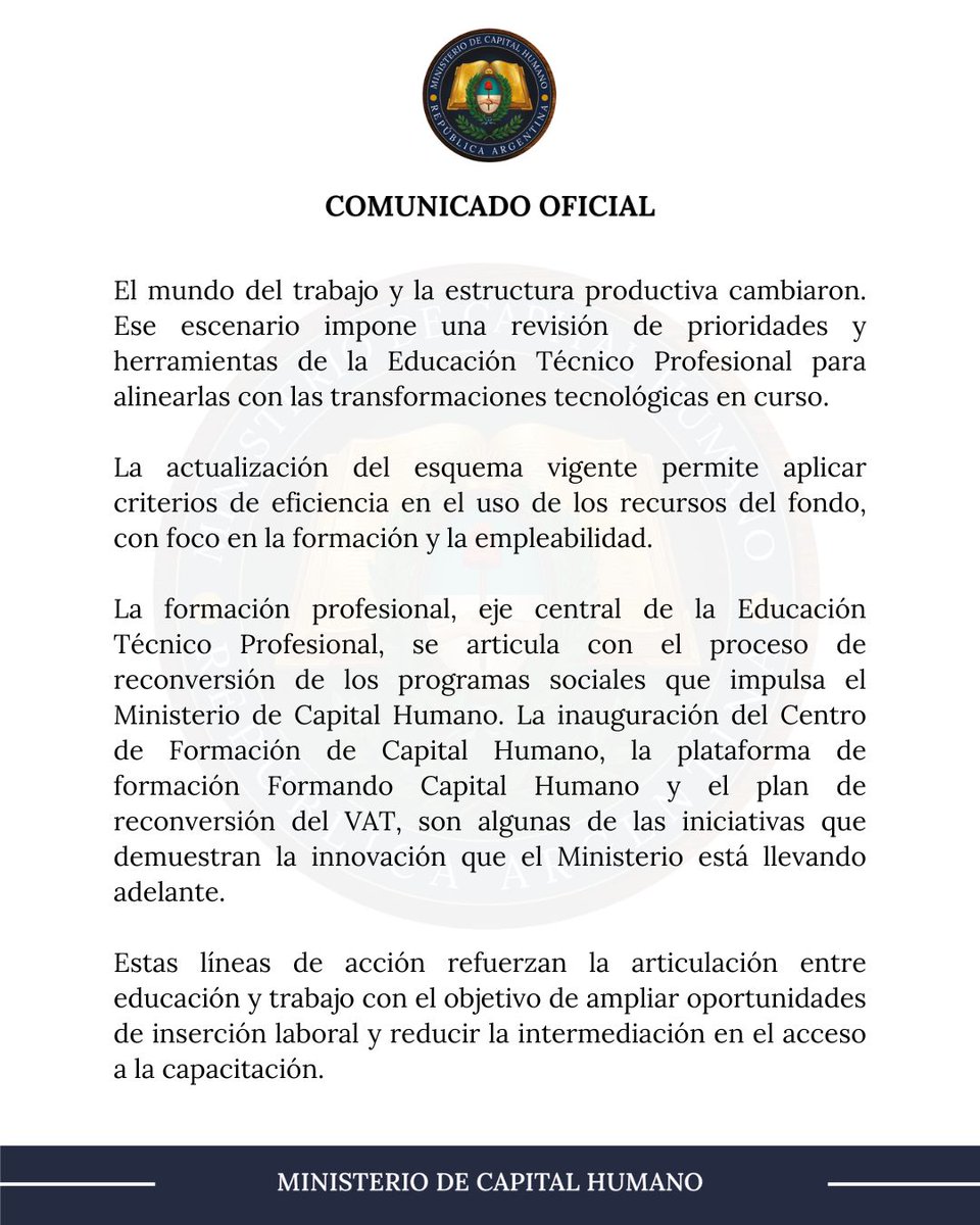 Ministerio de Capital Humano tweet media