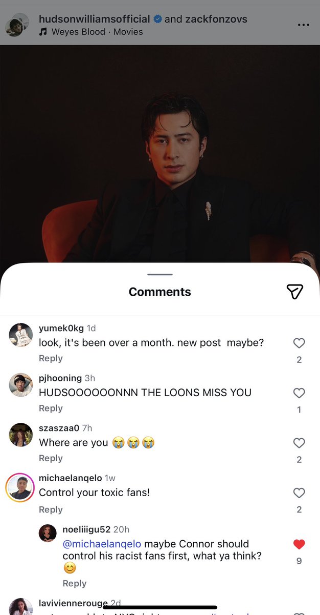 wassuphifza's tweet image. talking about harassment while commenting on hudson’s ig post ? I remember him making a statement about his “toxic” fans. We also remember who didn’t.