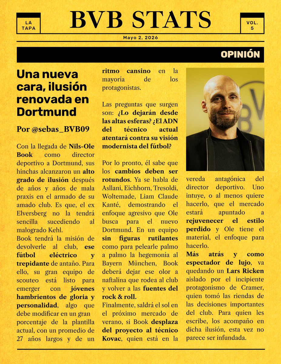 BVB09_Stats's tweet photo. 🗞📊#BVB | ¡LA TAPA DE BVB STATS! ABRIL 2026!

🤔 Para ir sacando conclusiones..
✍️ La pluma de @sebas_BVB09 
🍾 El destape de Bensebaini!

🖤💛 Como siempre deja un like o compartila para llegar a más hinchas del Dortmund!!! https://t.co/SML582W5dE