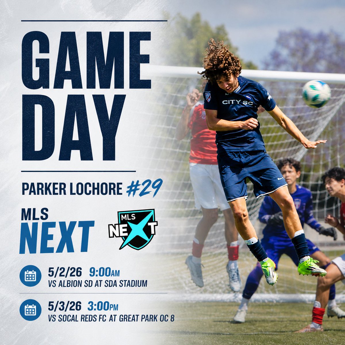 ParkerLochore's tweet photo. 5/2 9am vs Albion SD at SDA Stadium https://t.co/Umth9hsqap

5/3 3pm vs SoCal Reds  at Great Park OC 8 https://t.co/hw19O3N5bV https://t.co/6VtSPPe4Z4