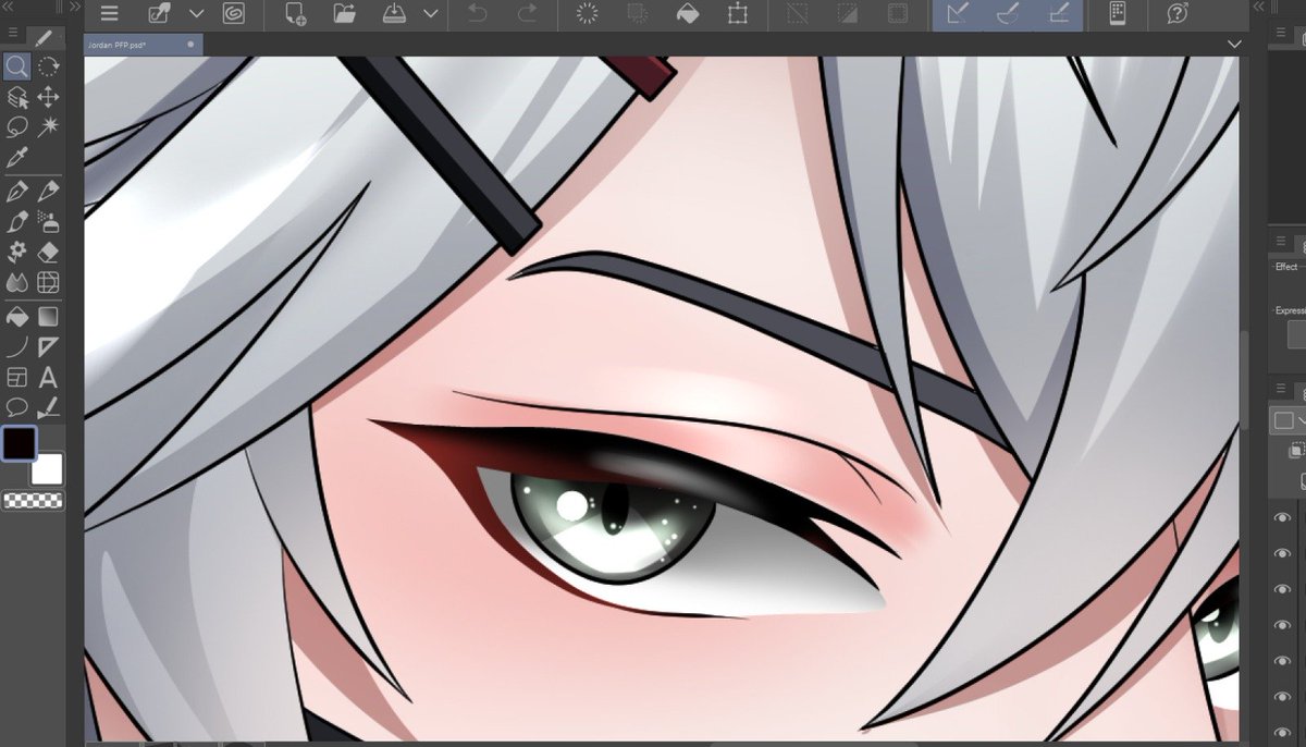 Yozoraartist's tweet image. Start to coloring and detailing the eye^^ OMG!!!! #WIP #smallartist #pfp