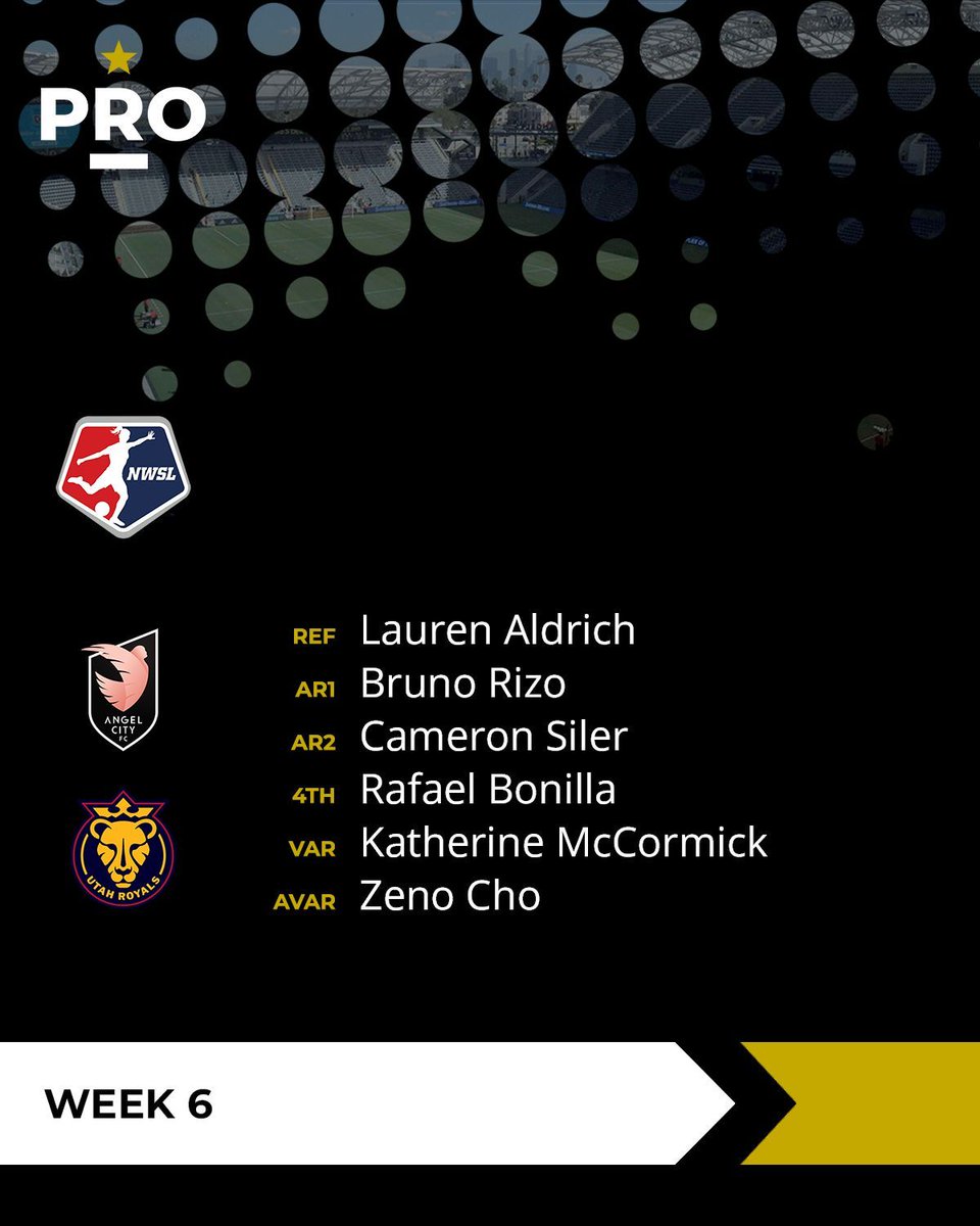 PROreferees's tweet image. ⚽// @weareangelcity vs @UtahRoyalsFC (8:45PM ET)

#PRO | #NWSL | #AngelCityFC | #URFC