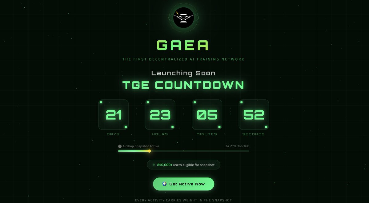 0xOwie's tweet image. 22 days away from @aigaealabs TGE ⏳     

02/05/2026 

24.5% Loading  
Stay lockIn guys

#GAEA #TGE #Countdown