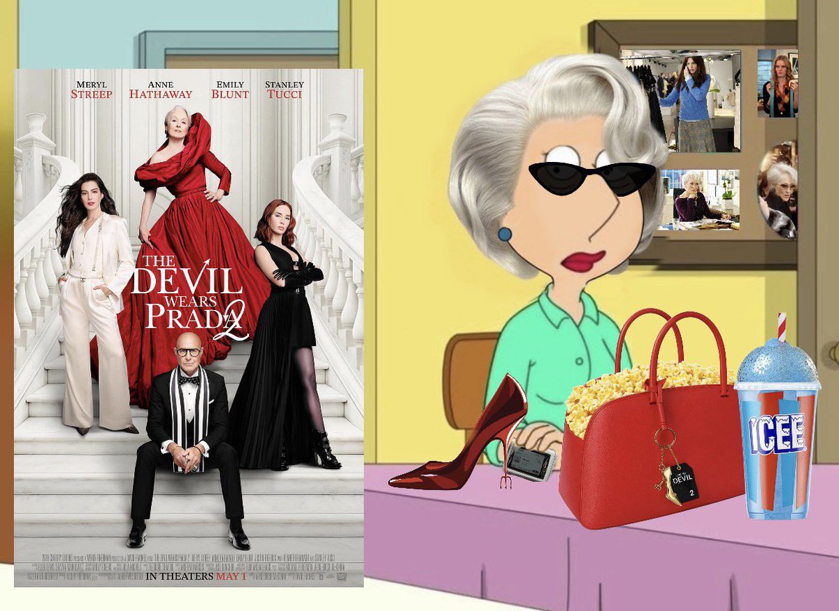 seated for the devil wears prada 2 with a bucket of popcorn for breakfast
