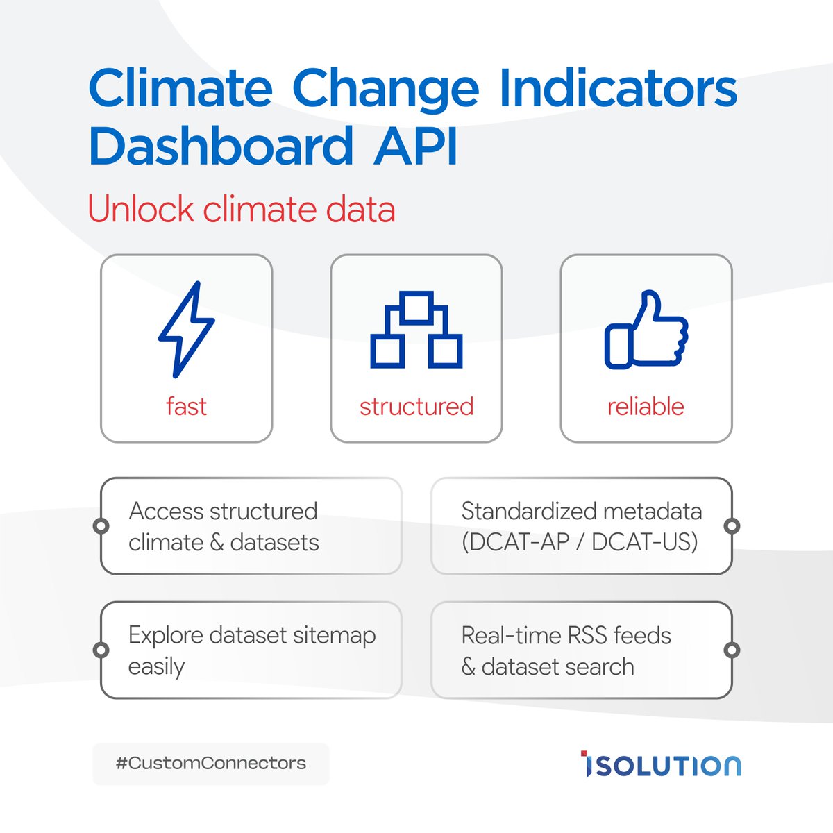 iSolutionMENA's tweet photo. 🌱 Unlock climate data, fast, structured, reliable
The Climate Change Indicators Dashboard API gives you fast and reliable access to environmental datasets. Perfect for dashboards, analytics, and research. 🚀

🔗 Explore more:https://t.co/JZIqavd4yh https://t.co/SWB51FdB9b